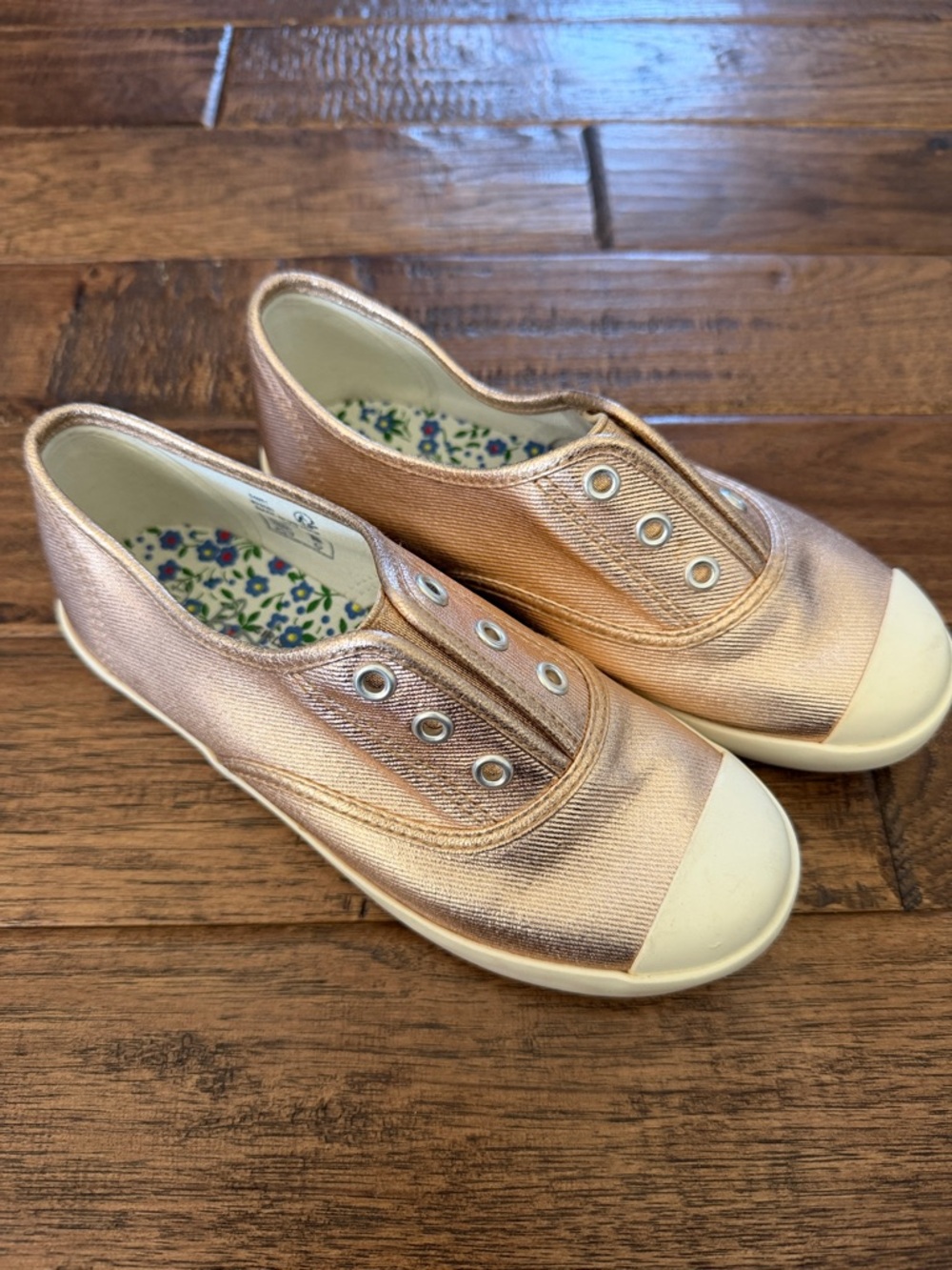 Boden Girls Coated Canvas Rose Gold Slip on Sneakers Size EU 31 US 13